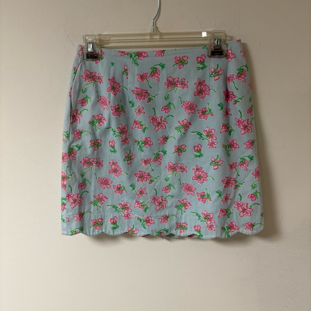 Vintage Lilly Pulitzer Floral Print Women's Skirt Short Scalloped Hemline Size 6